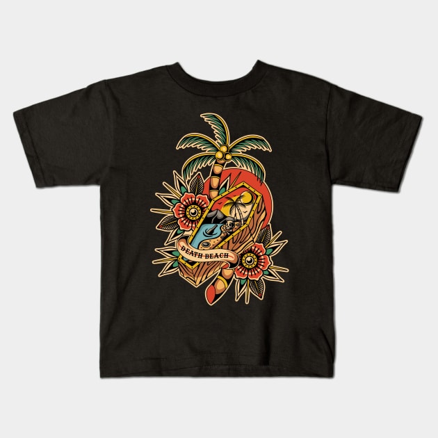 Traditional tattoo beach Kids T-Shirt by Abrom Rose